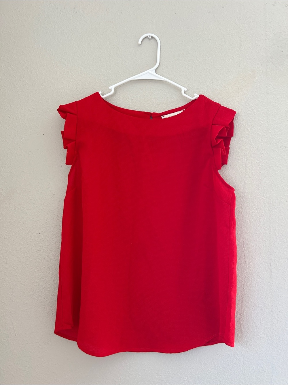 Women’s Red Ruffle Sleeve Sleeveless Top
